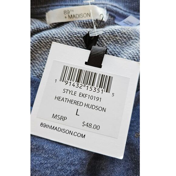 NWT 89th+Madison Sequin Hummingbird Heathered Hudson Sweatshirt Top Women Size L - Picture 5 of 5